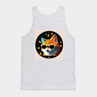 Cat lover happy cat wearing shades Tank Top